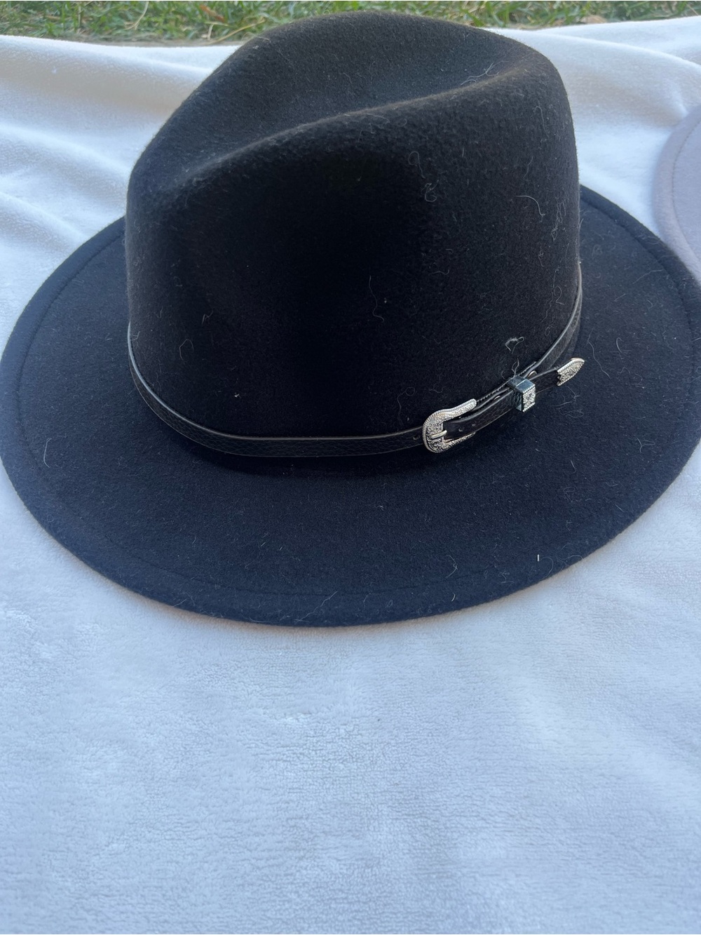 Classic Black Wool Fedora with Buckle Band